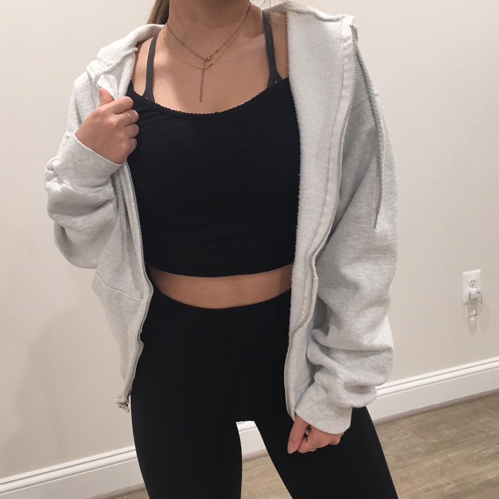 GREY ZIP-UP HOODIE